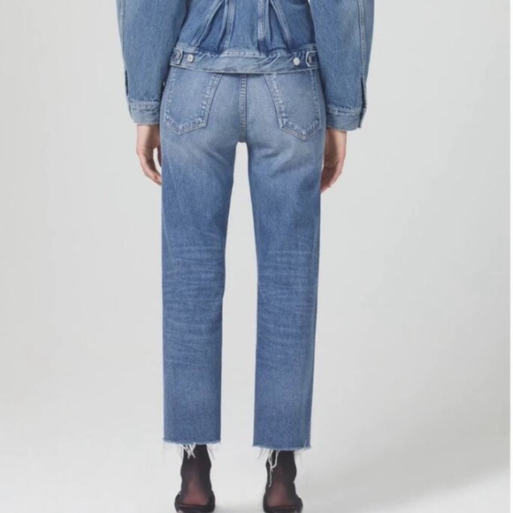 Citizens of Humanity Daphne Crop Medium Wash Distressed High Waist Jeans 27 - Picture 3 of 11